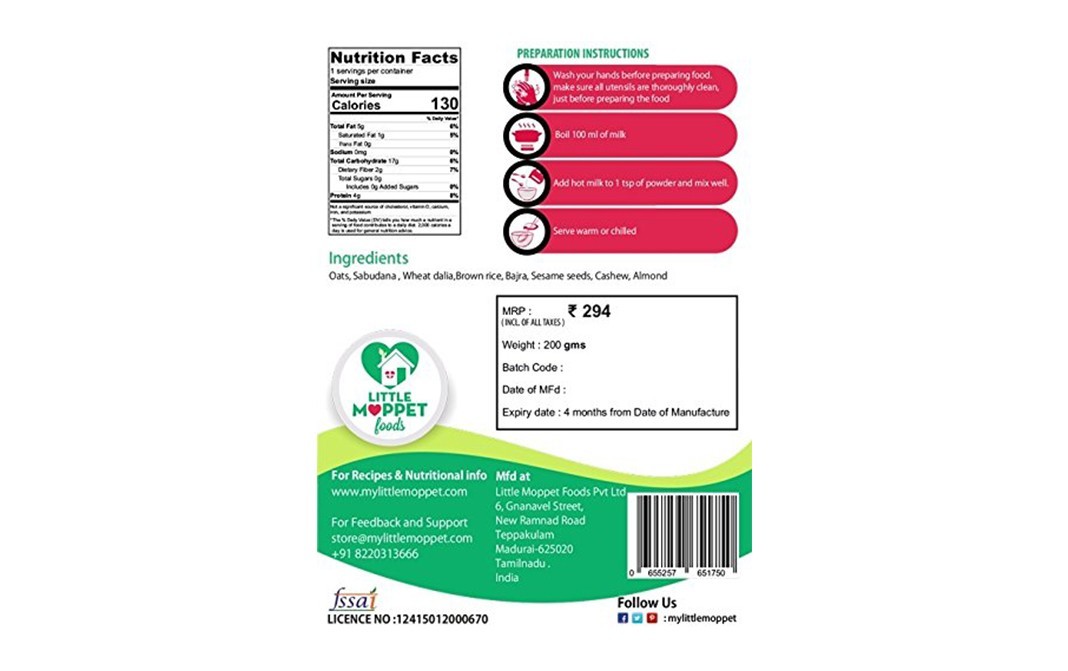 Little Moppet Foods Lacto Booster    Pack  200 grams